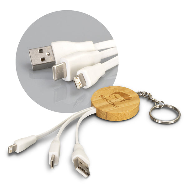 Bamboo Charging Cable Key Ring  Round [121411]