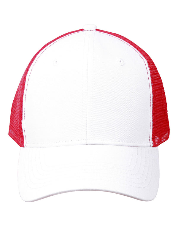 Premium Cotton Trucker Cap [CH89 - White / Red]