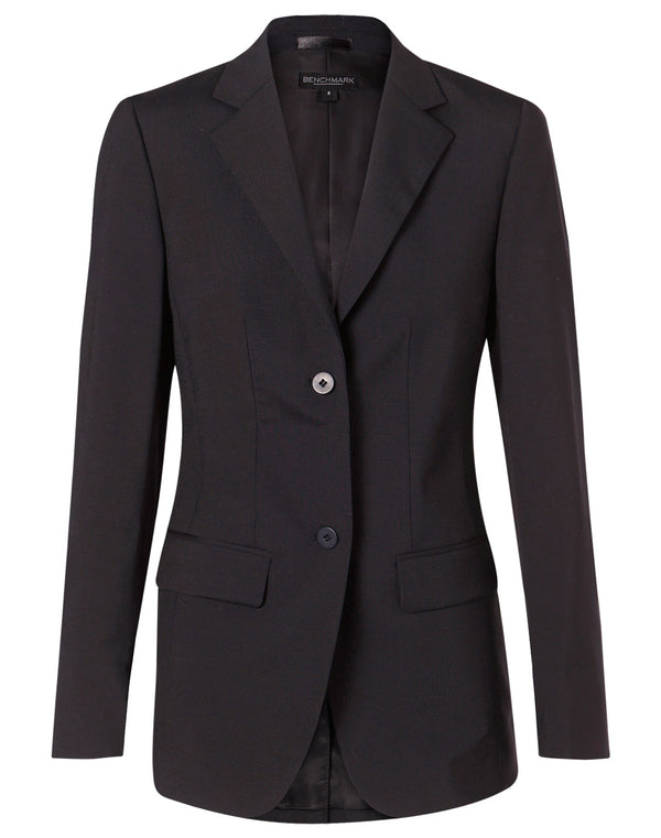 Womens Wool Blend Stretch Mid Length Jacket [M9200 - Black]