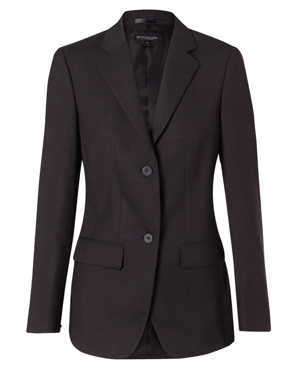 Womens PolyViscose Stretch Two Buttons Mid Length Jacket [M9206 - Charcoal]