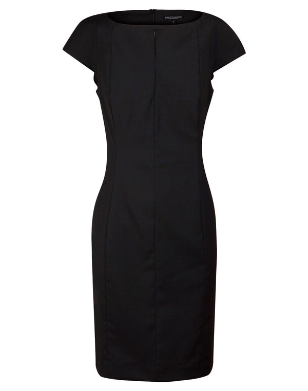 Ladies Wool Blend Stretch Cap Sleeve Dress [M9281]