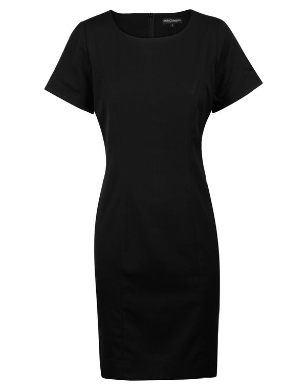 Ladies PolyViscose Stretch Short Sleeve Dress [M9282 - Black]