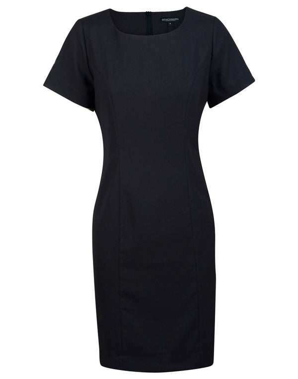 Ladies PolyViscose Stretch Short Sleeve Dress [M9282 - Charcoal]