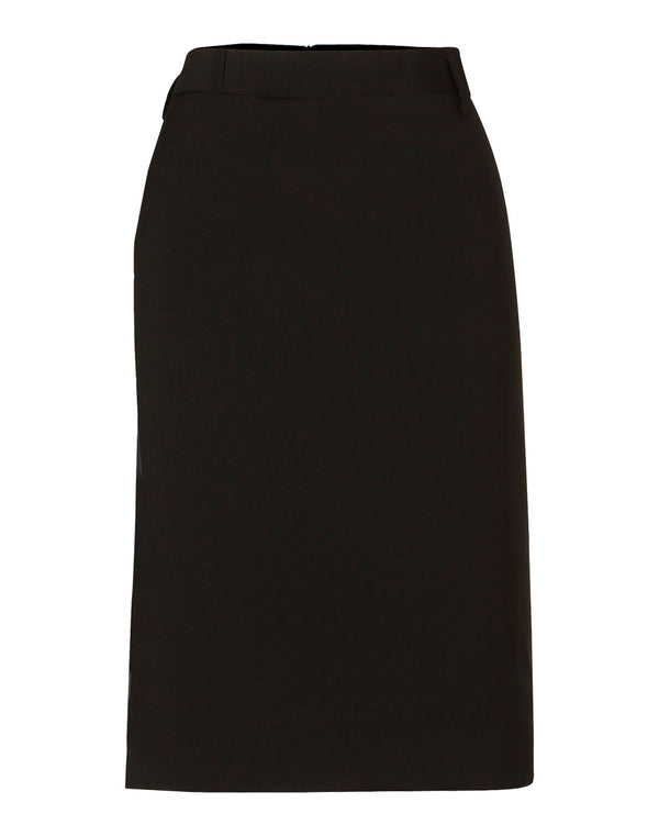 Womens Wool Blend Stretch Mid Length Lined Pencil Skirt [M9470 - Black]