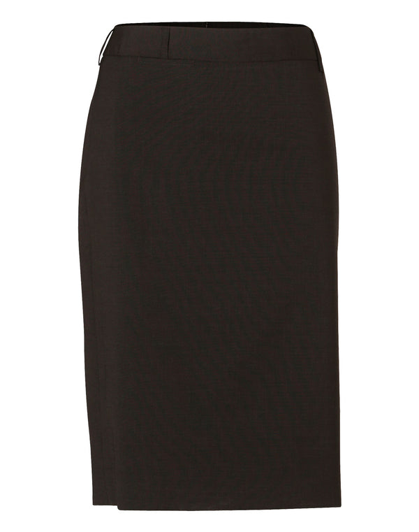 Womens Wool Blend Stretch Mid Length Lined Pencil Skirt [M9470 - Charcoal]