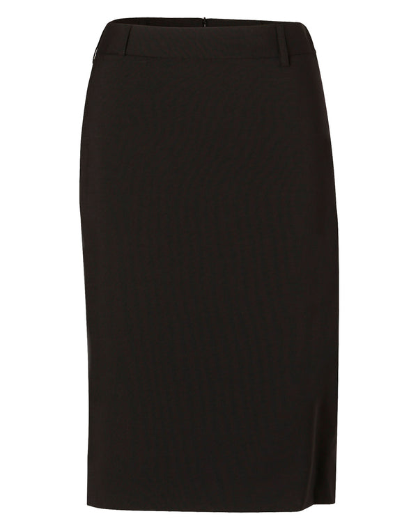Womens Wool Blend Stretch Mid Length Lined Pencil Skirt [M9470 - Navy]