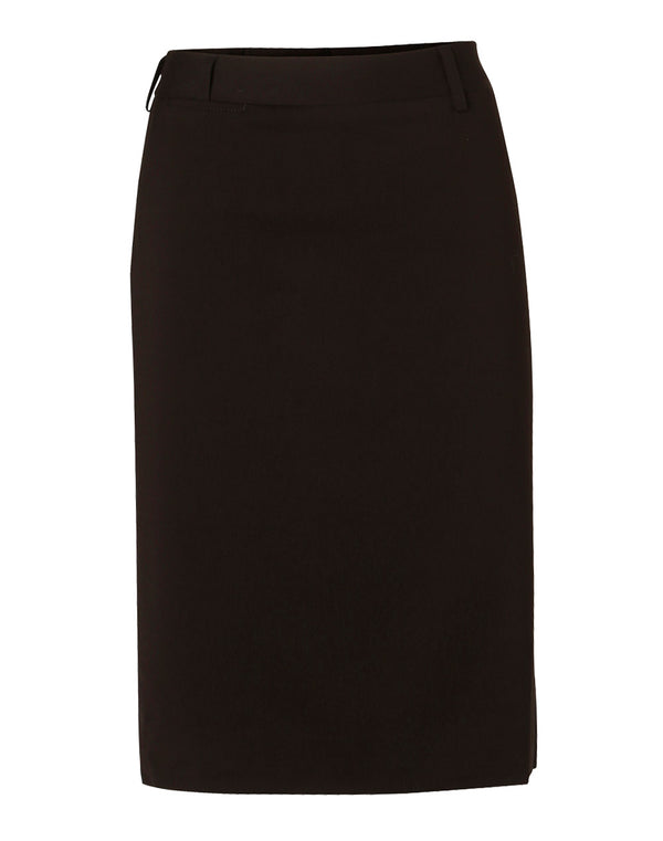 Womens PolyViscose Stretch Mid Length Lined Pencil Skirt [M9471 - Black]