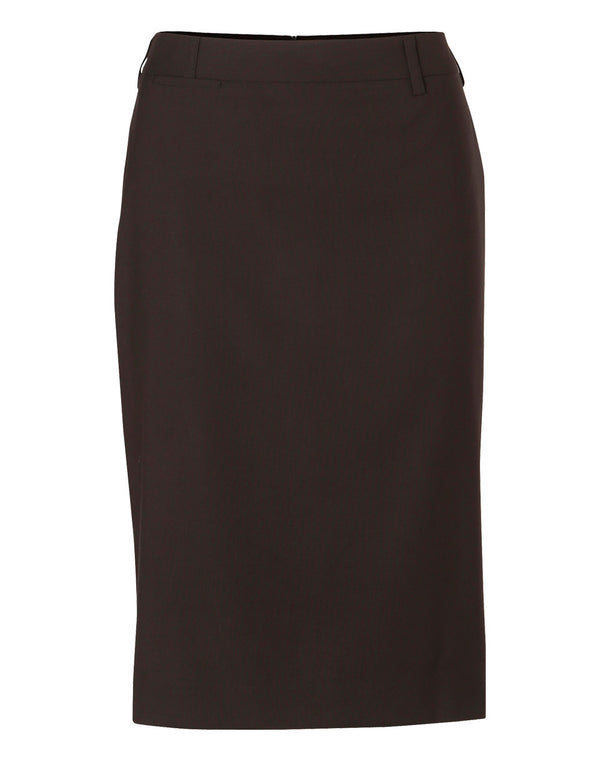 Womens PolyViscose Stretch Mid Length Lined Pencil Skirt [M9471 - Charcoal]