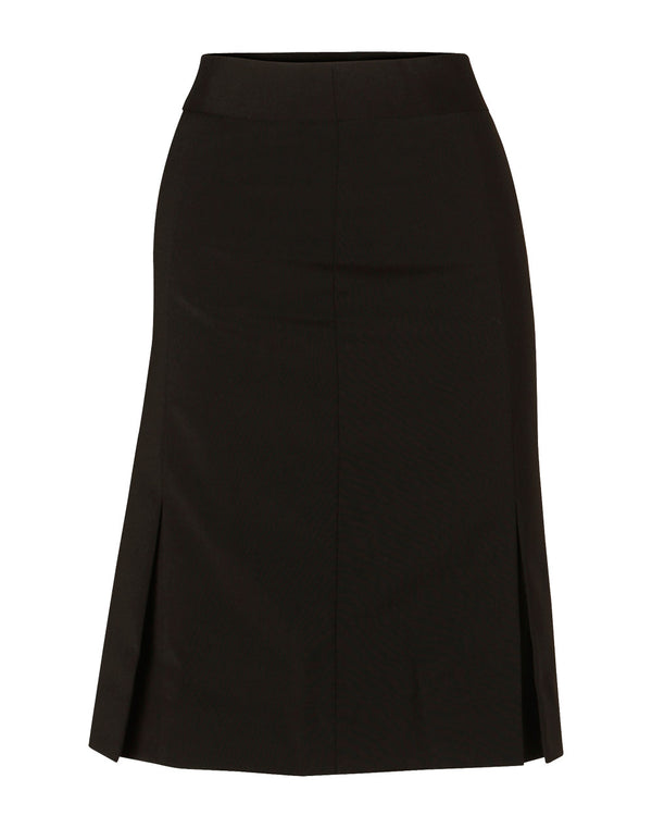Womens Wool Blend Strecth Pleated S Kirt [M9473 - Black]