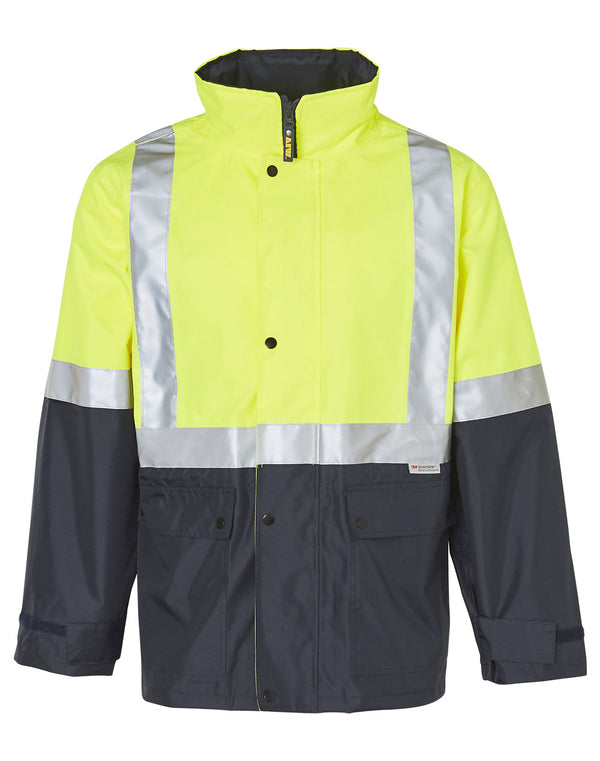 Hi Vis Safety Jacket With Mesh Lining  3 M Tapes [SW18A - Yellow / Navy]