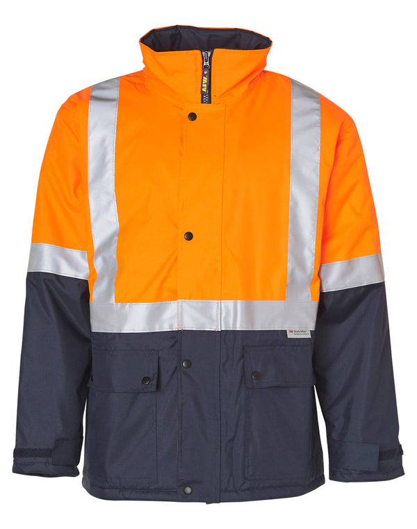 Hi Vis Two Tone Rain Proof Jacket With Quilt Lining [SW28A - Orange / Navy]