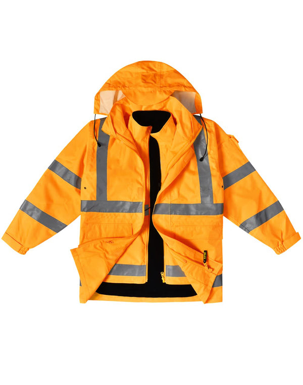 Vic Rail Hi Vis 3 In 1 Safety Jacket And Vest   Unisex [SW77 - Orange]