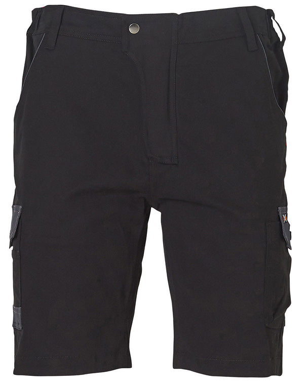 Mens Stretch Cargo Work Shorts With Design Panel Treatments [WP23 - Black]