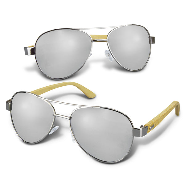 Aviator Mirror Lens Sunglasses  Bamboo [120338]
